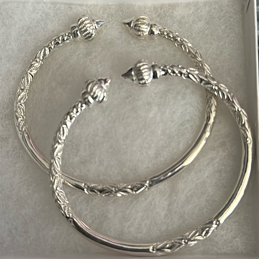 Sterling Silver 925 Caribbean Taj Mahal West Indian Bangles - Length 7.5 inches